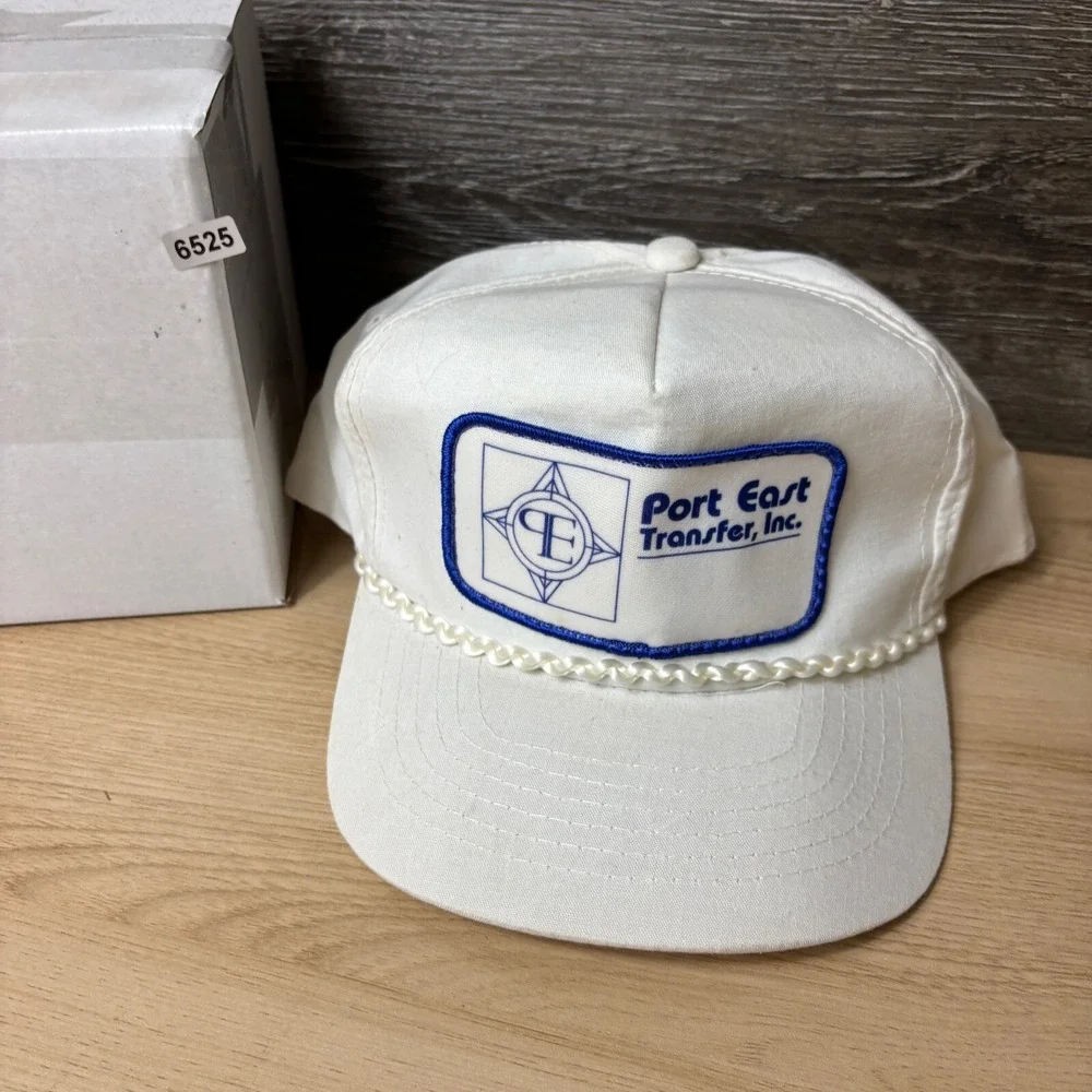 Vintage Port East Transfer Inc Hat Cap Snap Back White Trucker Adjustable‎